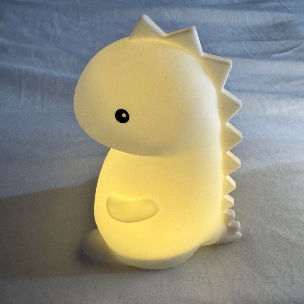 Tommy T-Rex Dinosaur White Multicolor LED Rechargeable Silicone Night Light - Picture 6 of 10